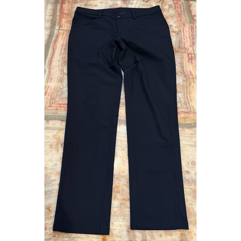 Lululemon Mens ABC Pants Navy Flat Front Straight Leg Warpstreme Classic Size 36